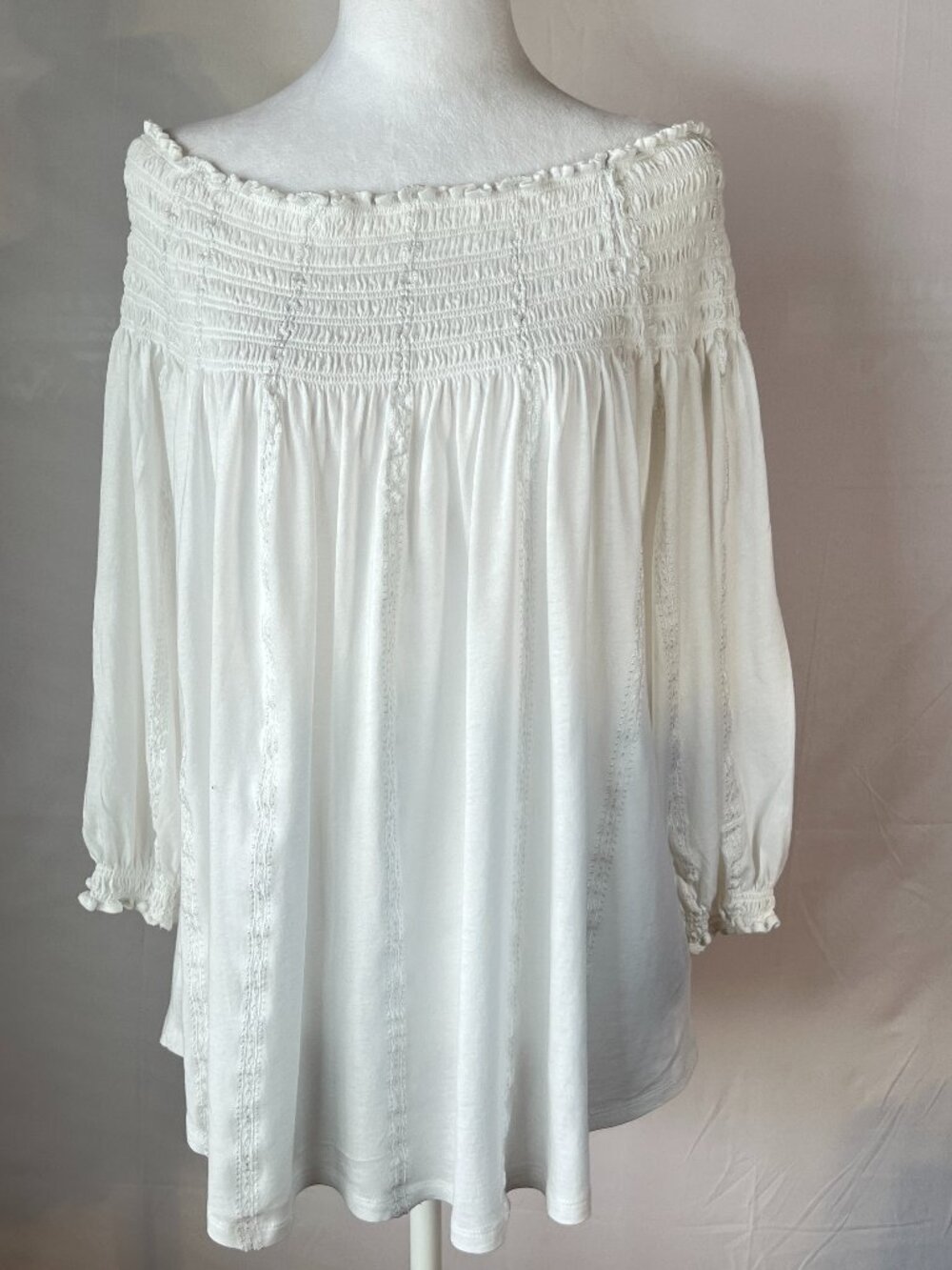 Lauren Ralph Lauren Off‑Shoulder Embroidered Top Crisp White Elegant & Airy  1X